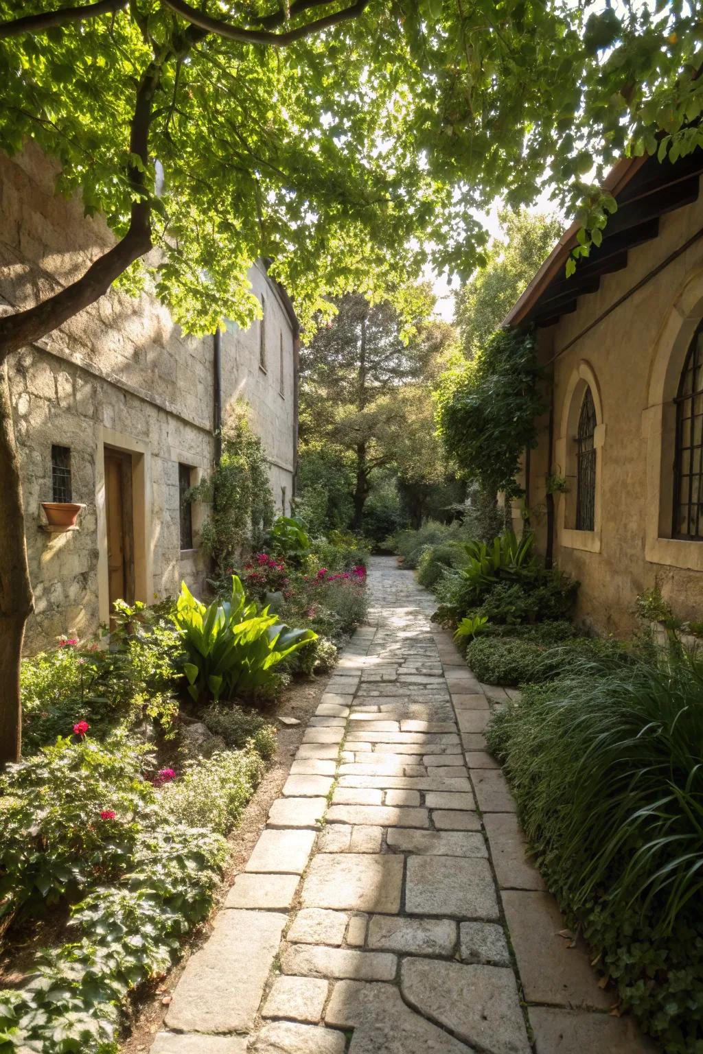 Elegant stone pathways that guide guests with flair.