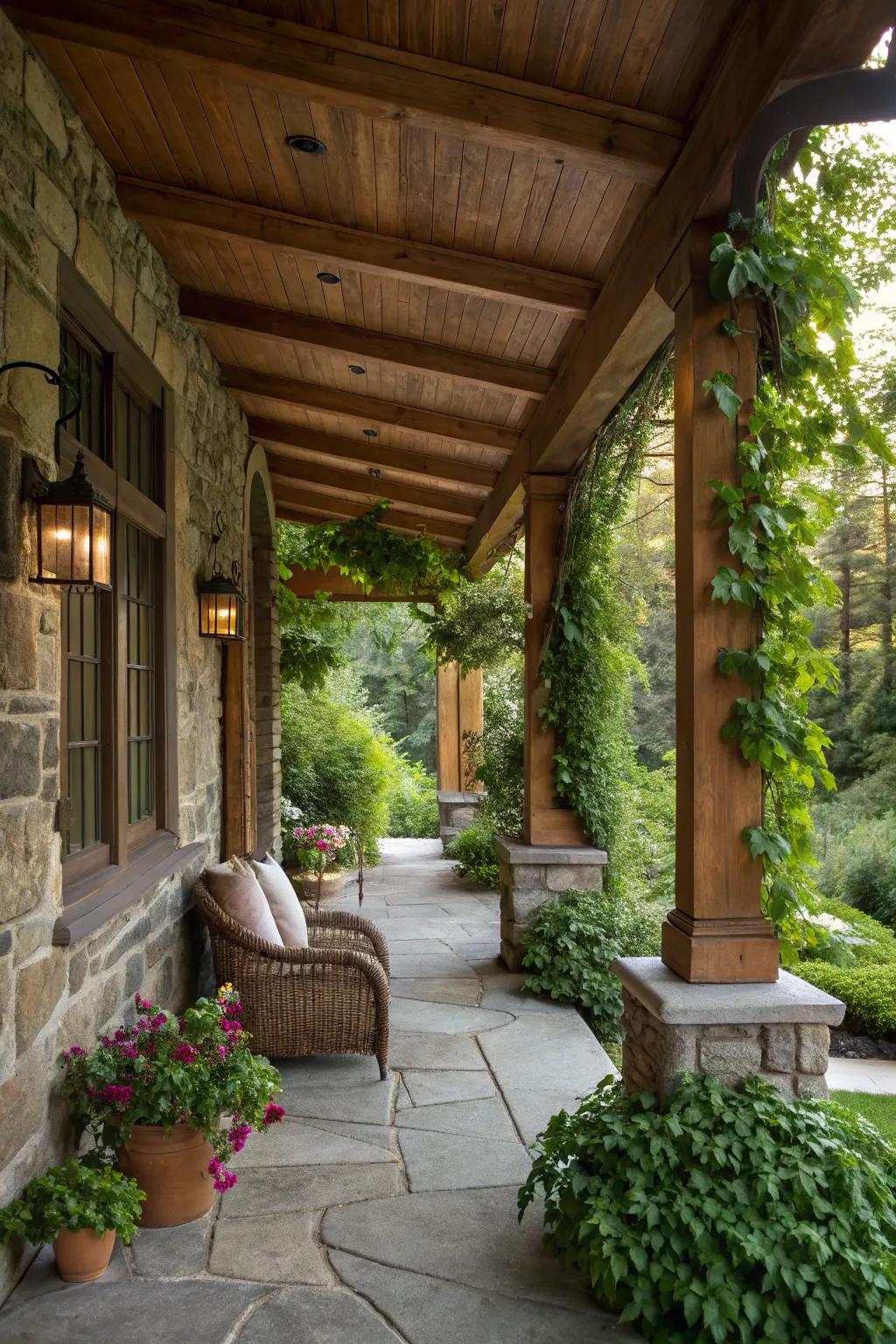 Natural materials enrich your porch with warmth and balance.