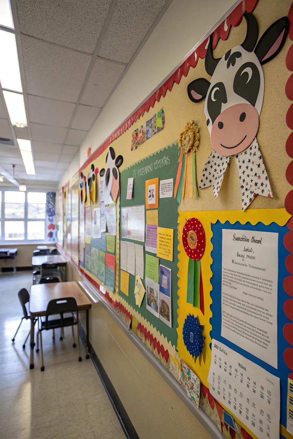 An 'Remarkable Bull Work' board that highlights student success