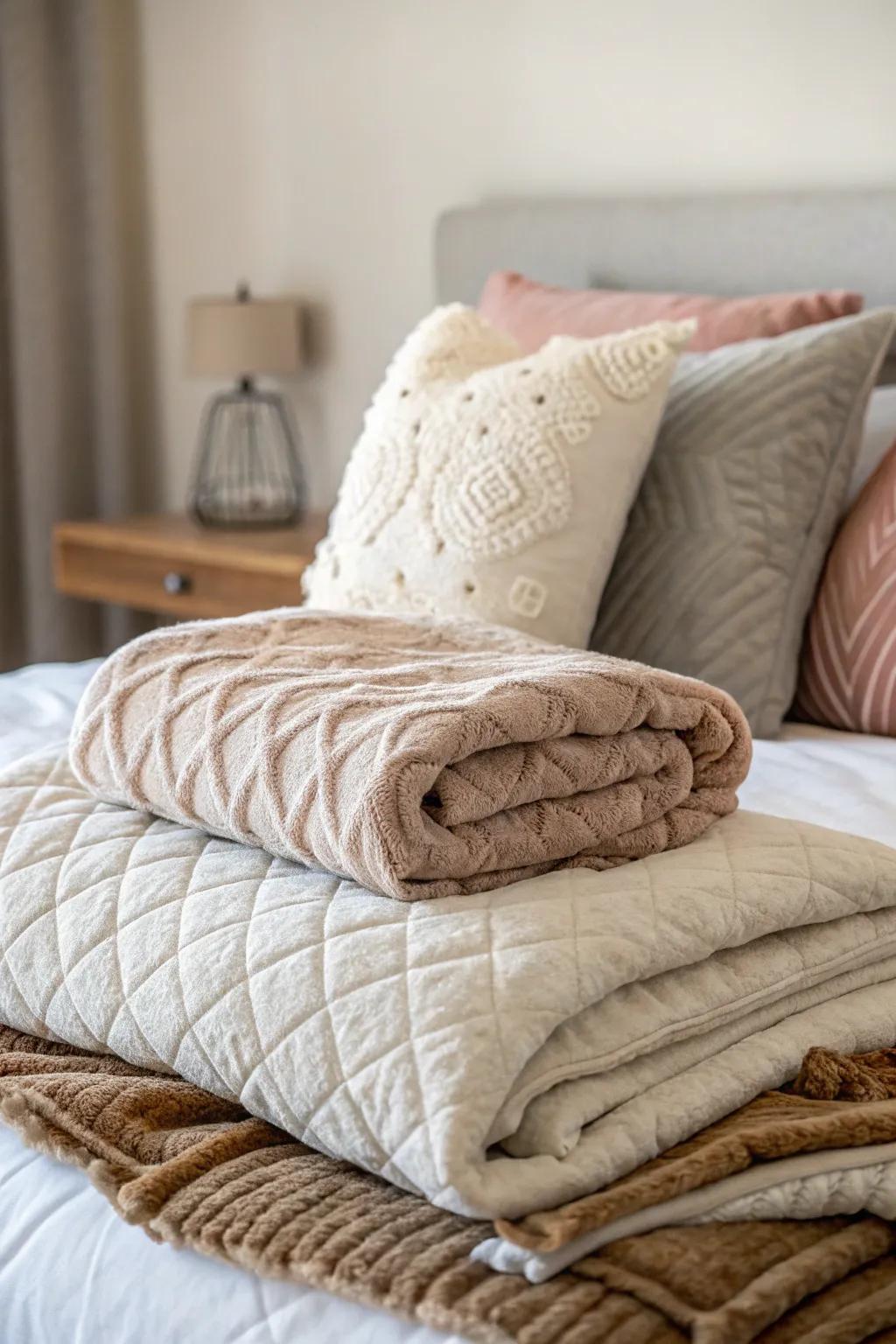 Layered textures evoke warmth and ease, transforming your bed into the quintessential inviting haven.