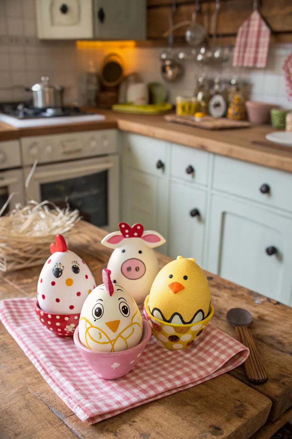 Enchanting animal-themed eggs introducing a hint of rural charm.