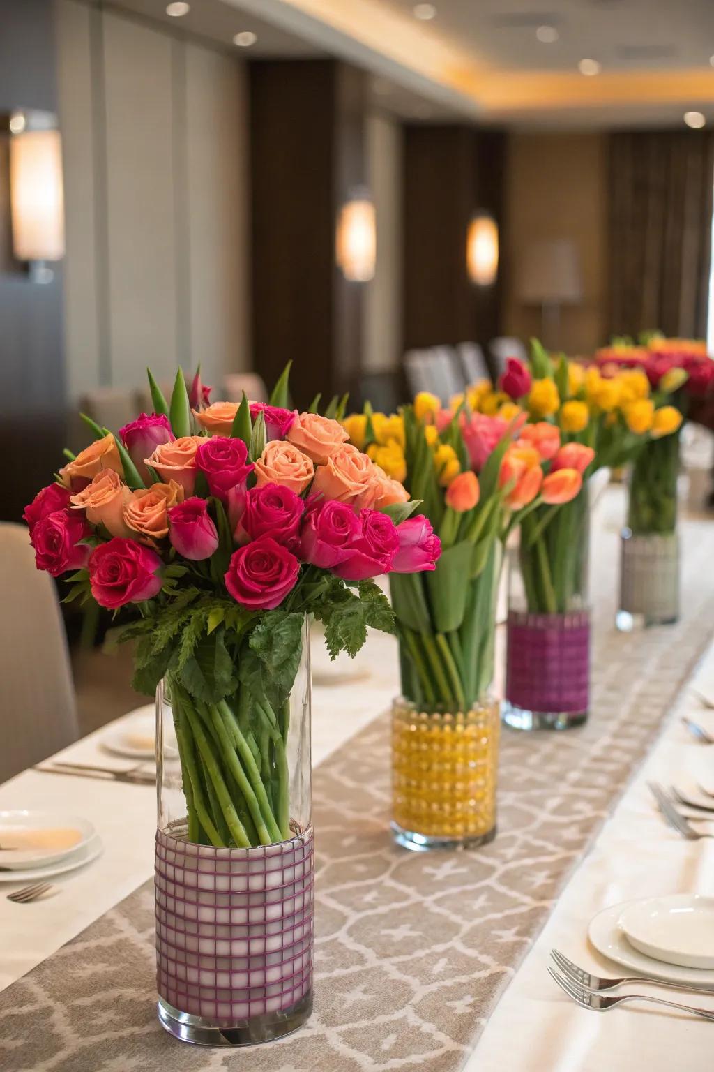 Fresh flowers provide scent and color to your centerpiece.