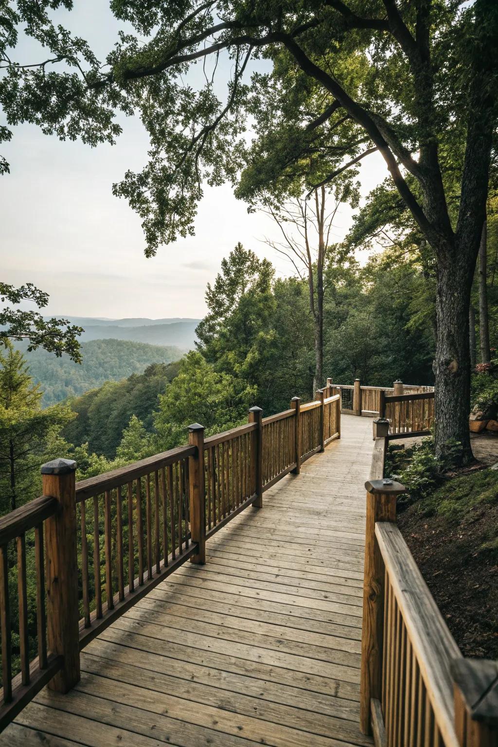 Wooden railings offer enduring rustic elegance.