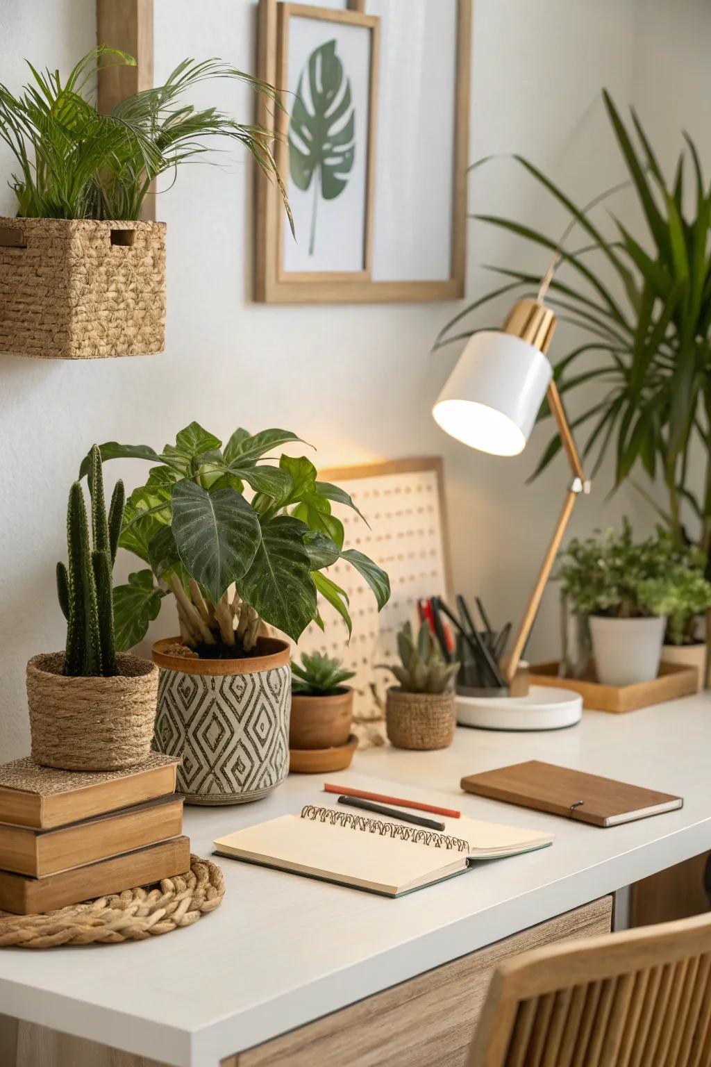 Natural components bring tranquility to your workspace.