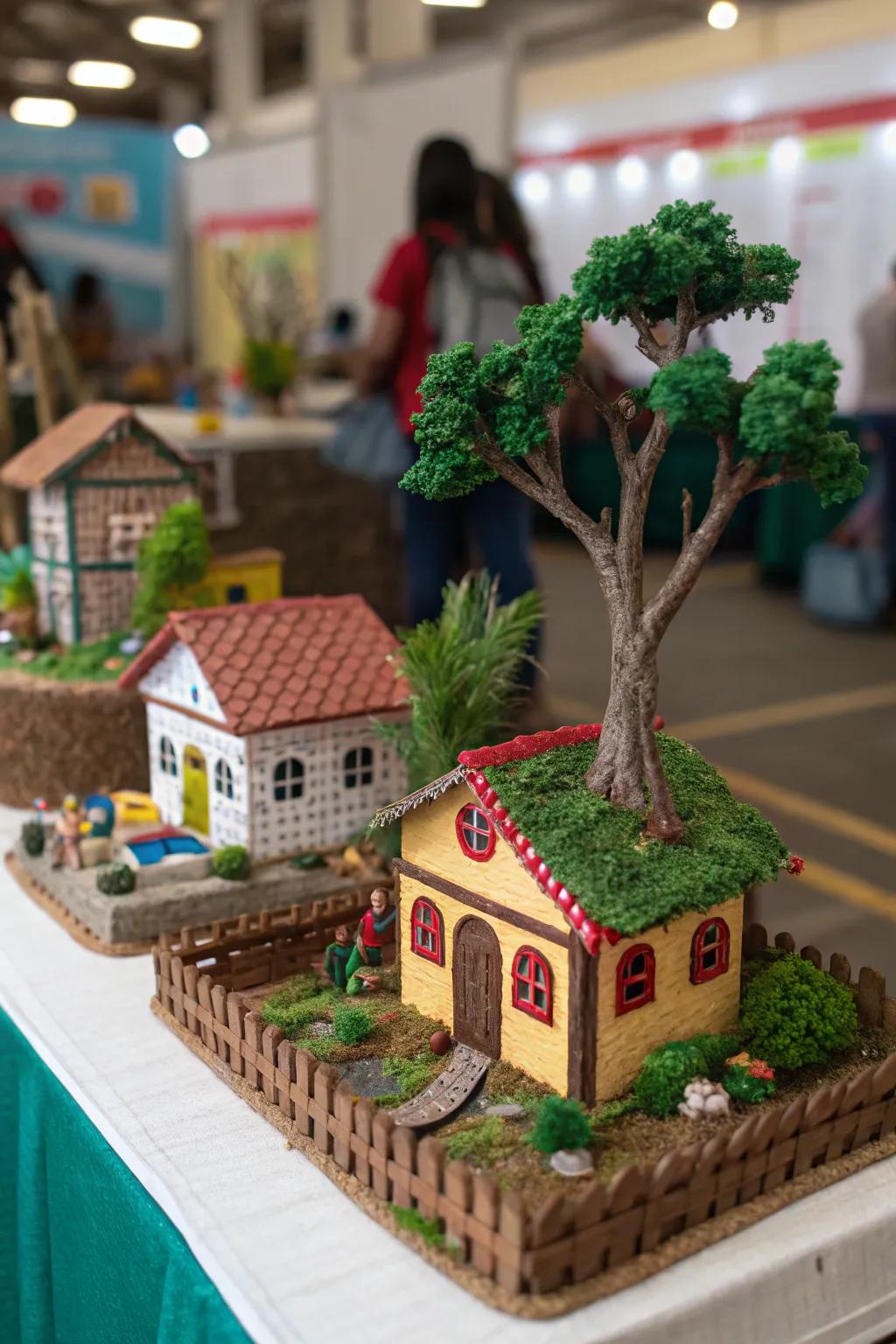 A resourceful Golu display innovatively assembled from recycled goods.