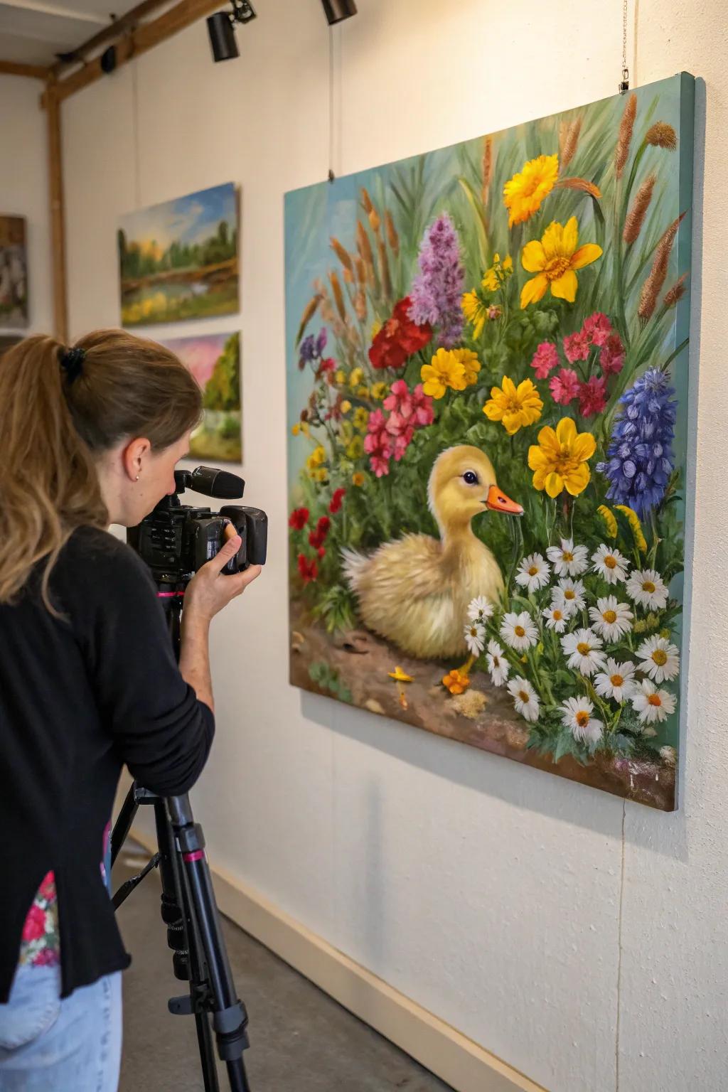 A blossoming duckling painting escorts spring indoors.