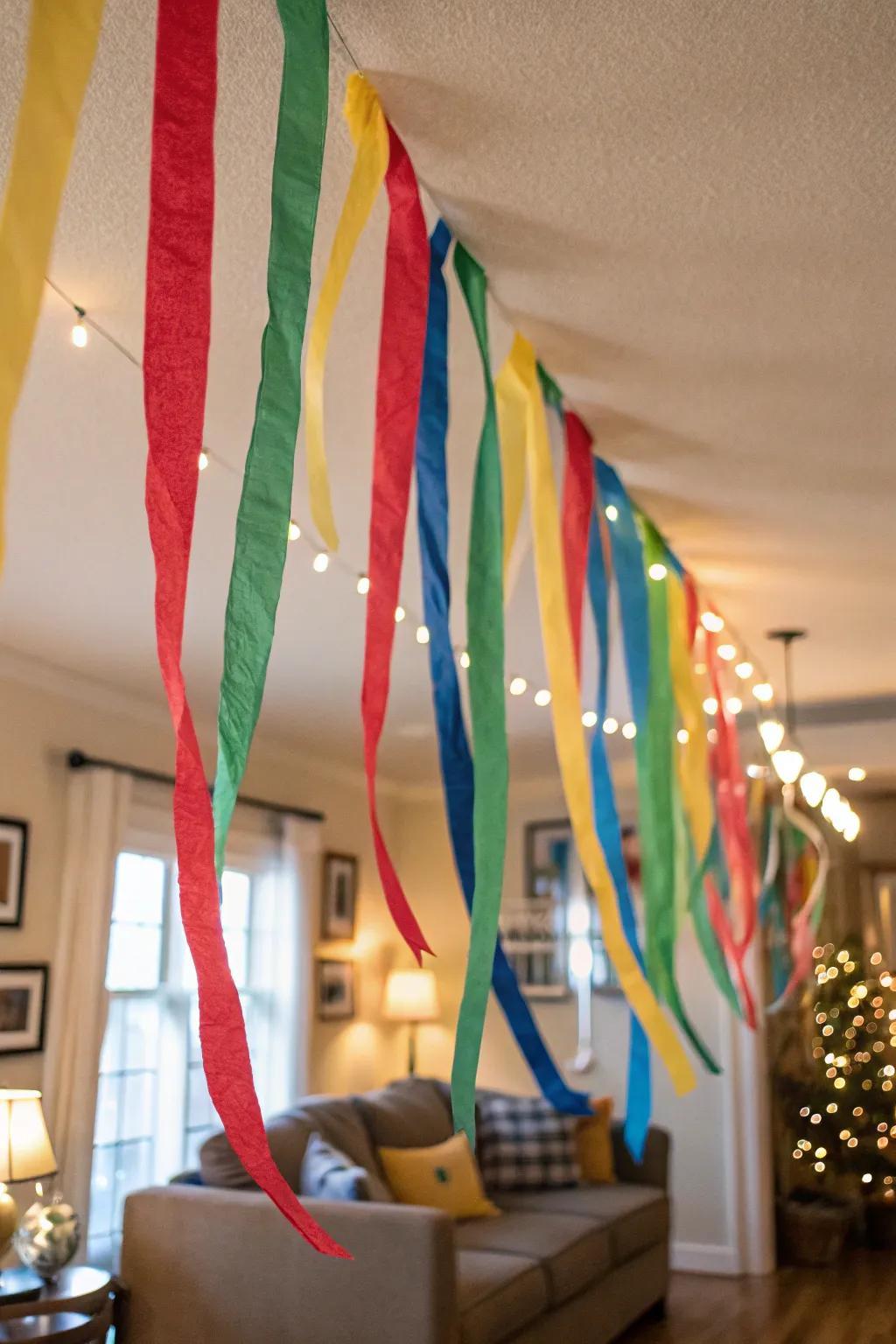 Cultivate a celebratory mood with dangling streamers.