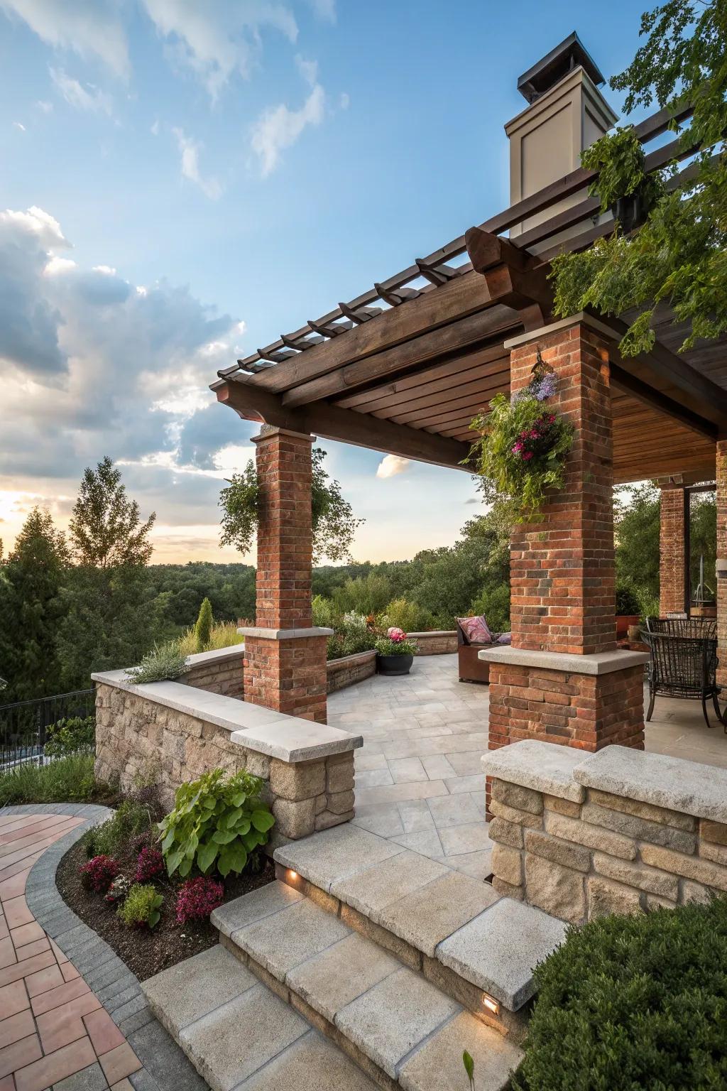 Stone and brick patios present a timeless and robust beauty.