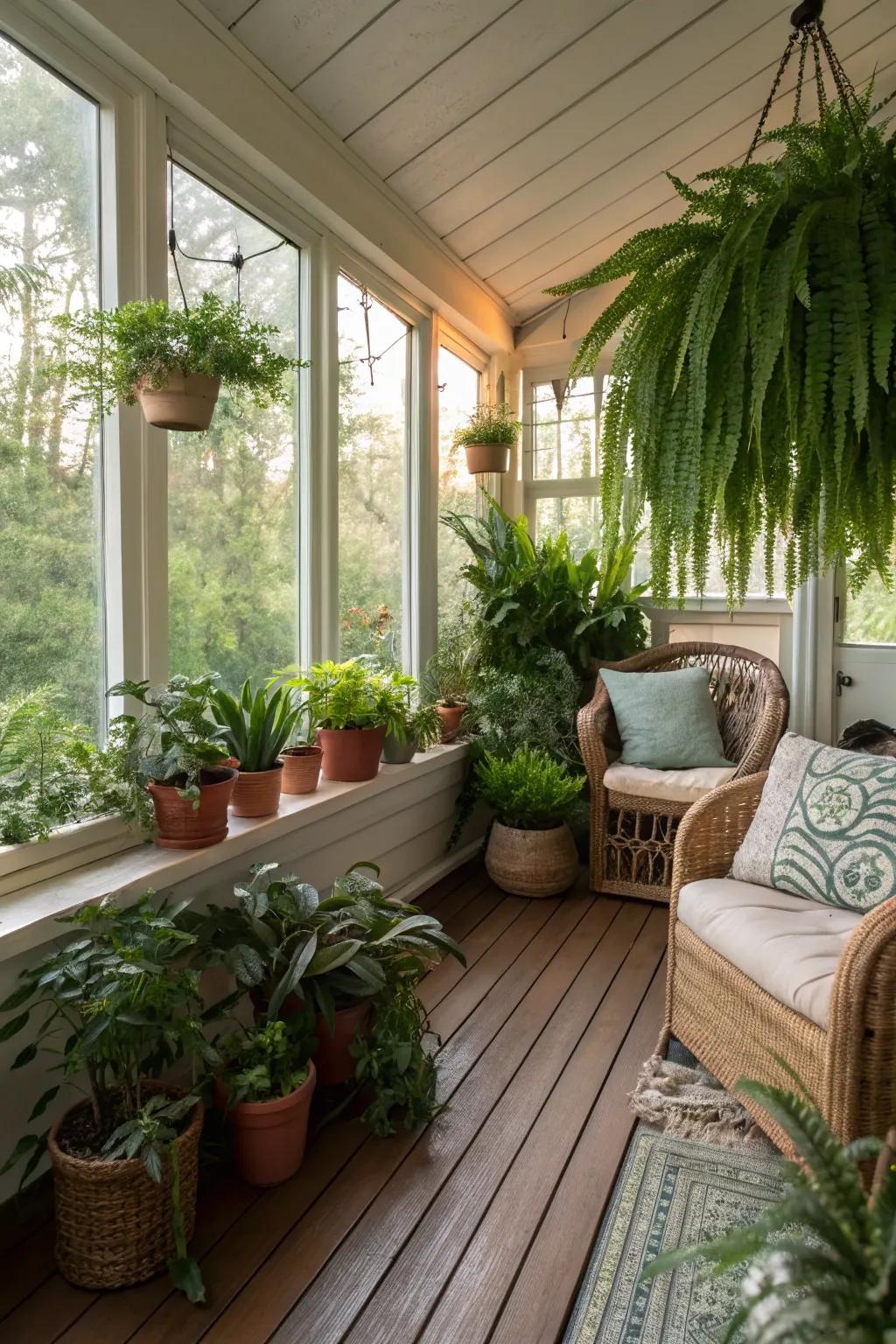 Merge the exterior with a vibrant indoor garden.