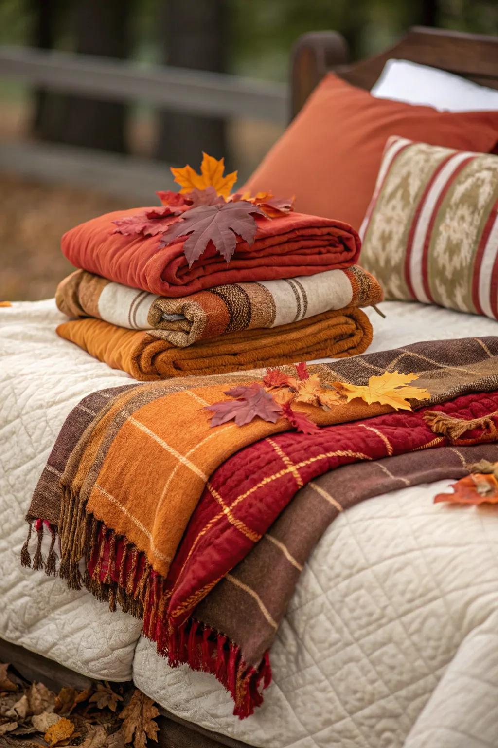 Layer your bedding for extra warmth and comfort during the fall.
