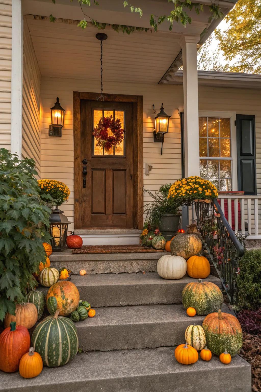 Craft enchanting pumpkin arrangements for a festive atmosphere.