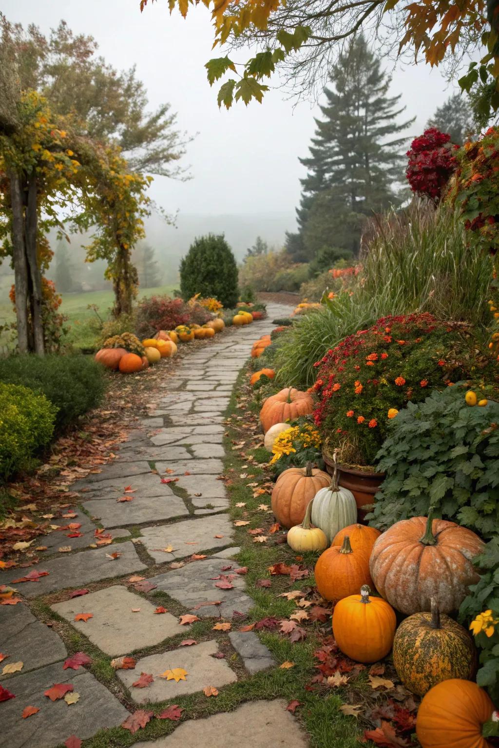 Gourds and pumpkins infuse any outdoor setting with classic fall charm.