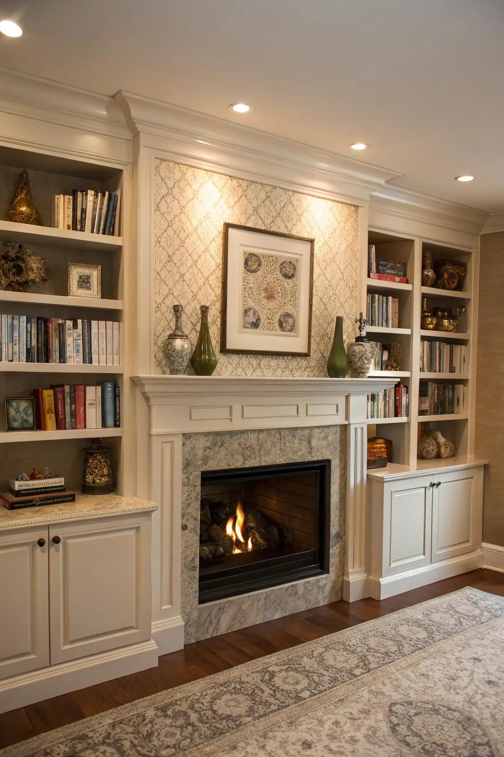 Integrated shelving delivering a smooth and sophisticated aesthetic.