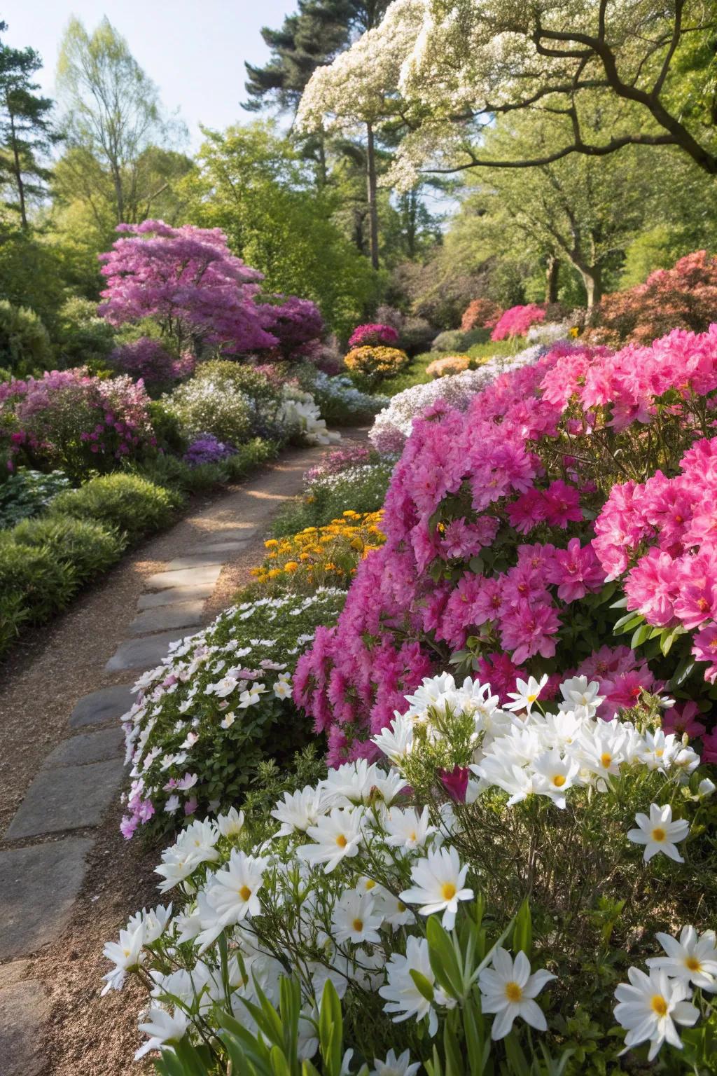 Design a mesmerizing blend of colors with assorted azalea species.