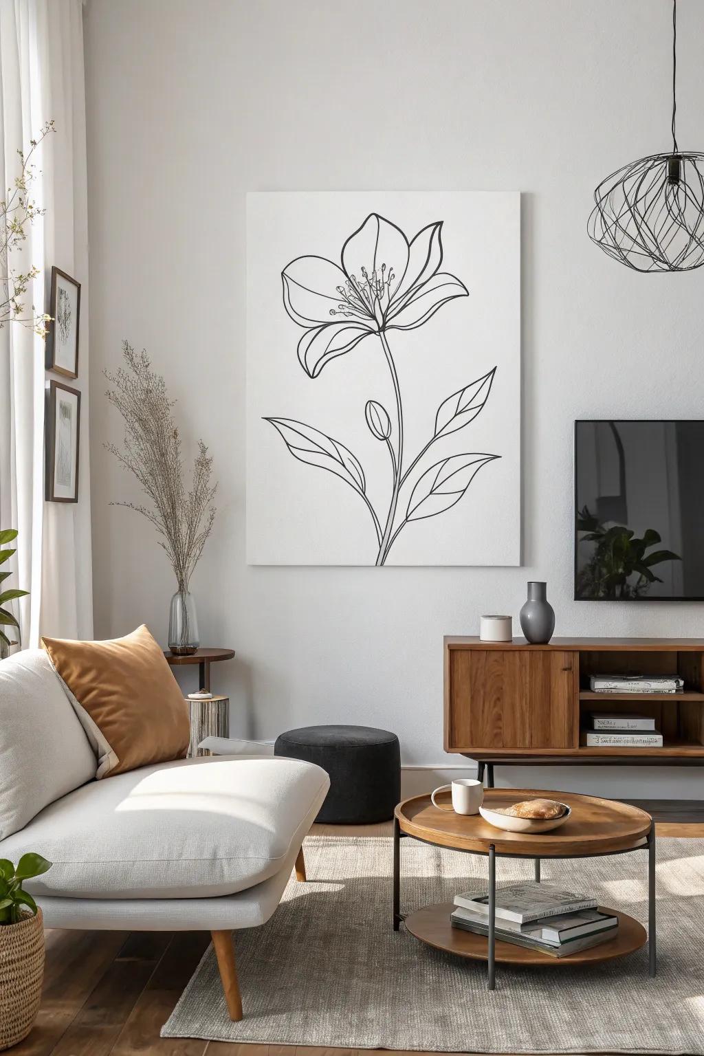 Simple outline artwork adds beauty to any space.