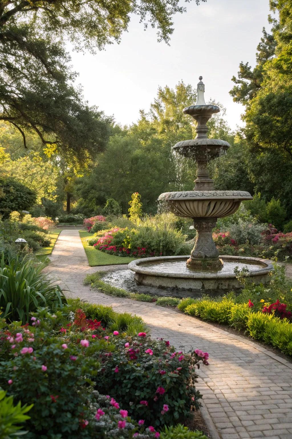 Tiered water features make a captivating and sophisticated focal point.