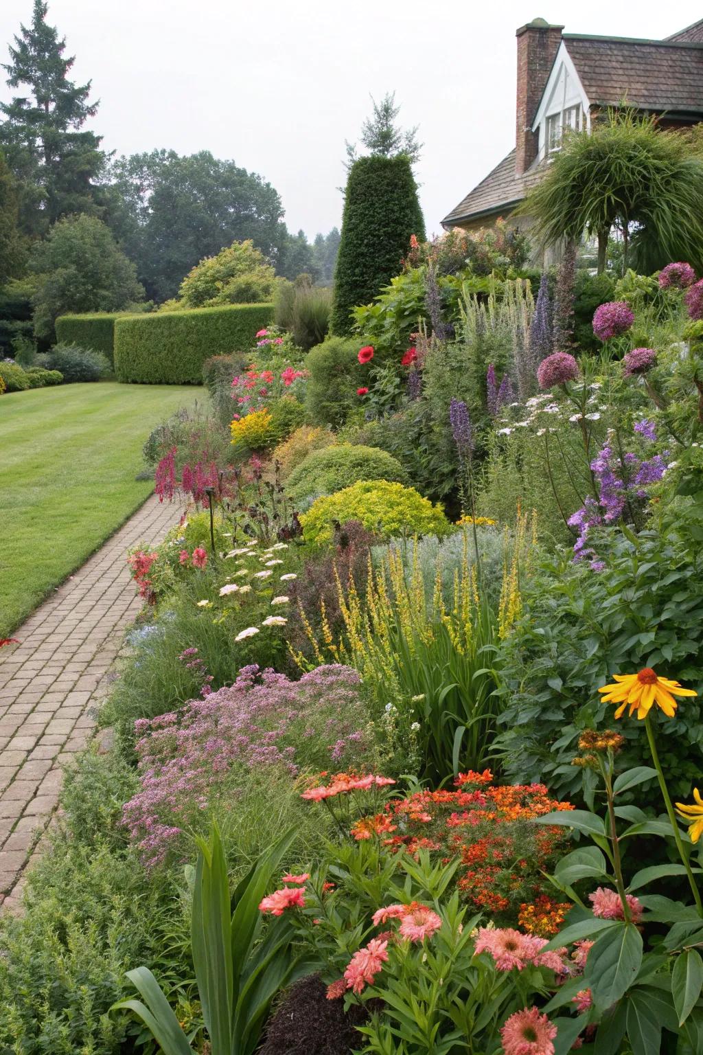 The integration of different shrubs and flowers enlivens any garden.
