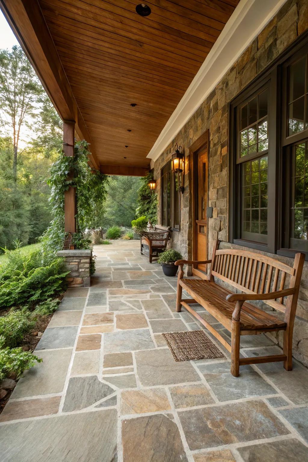 Natural stone covers present a countryside and classic allure for your entryway.