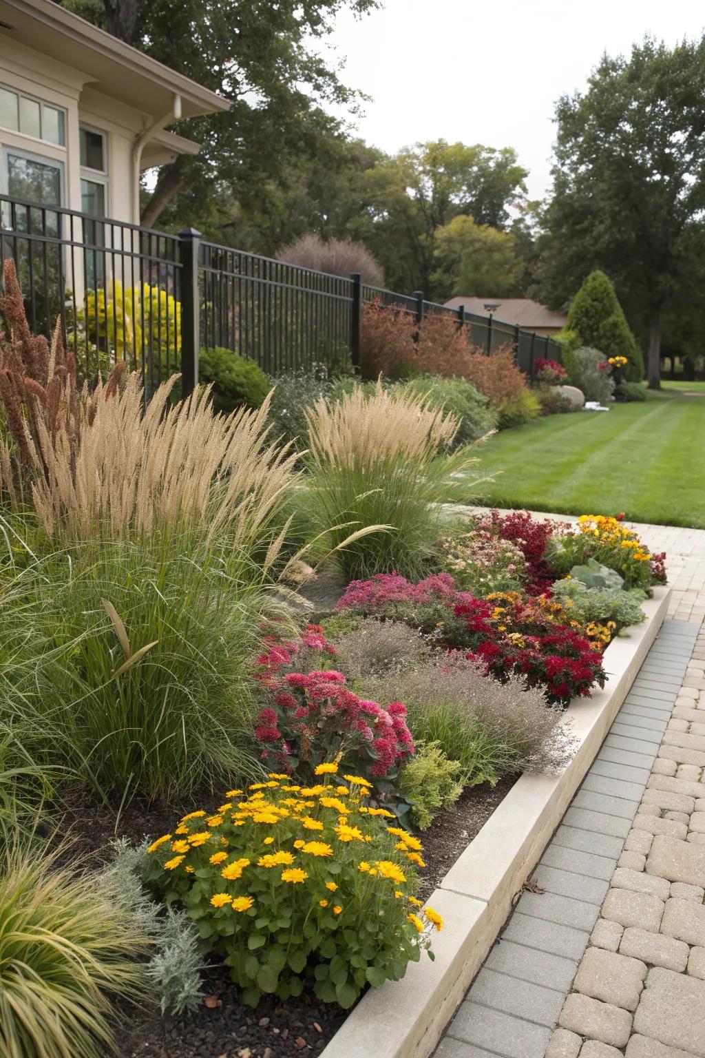 Craft visual depth in your autumn flower beds by layering plants of varying heights.