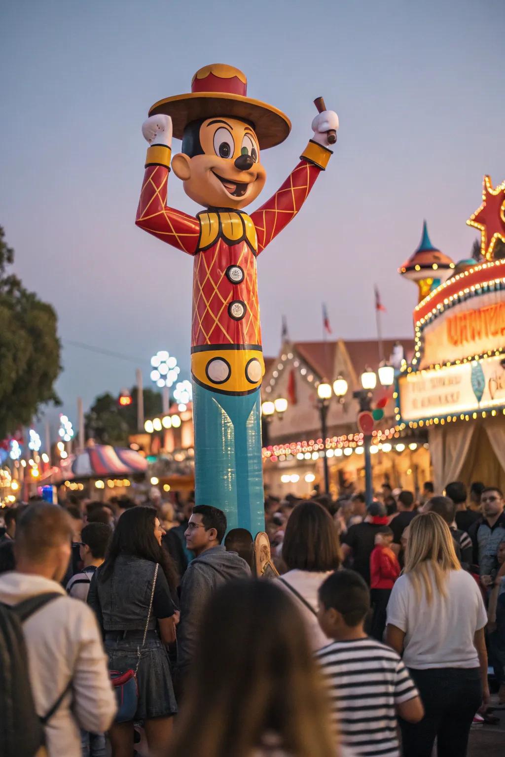 Animated characters on totems create a sense of nostalgia and enjoyment.