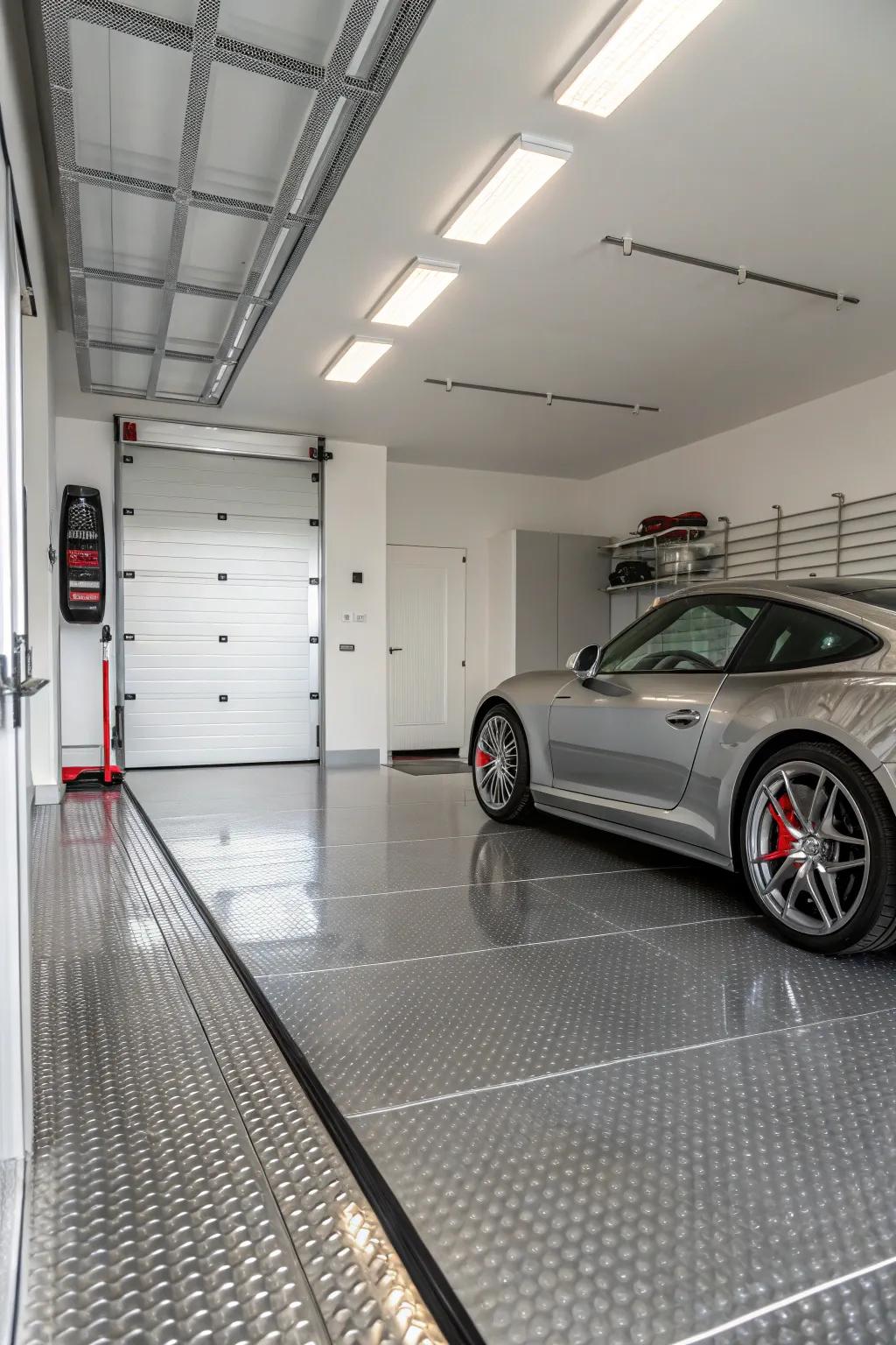 Add a sleek, contemporary touch to your garage with metal baseboards while ensuring protection from moisture.