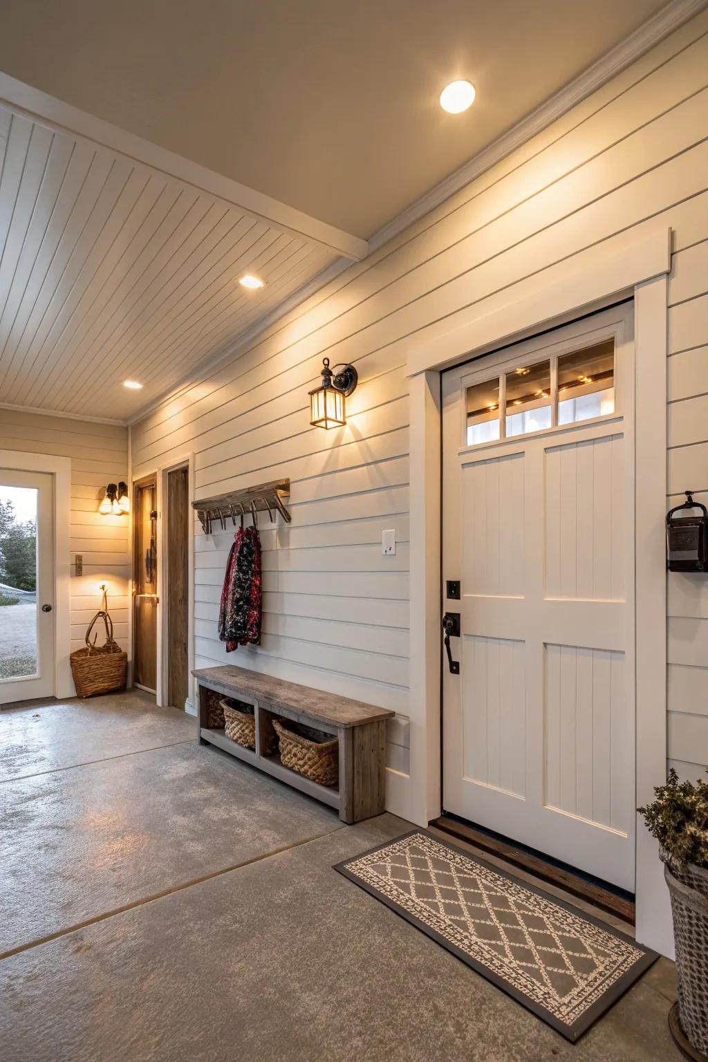 Shiplap walls bring texture and a hint of sophistication to your entryway.