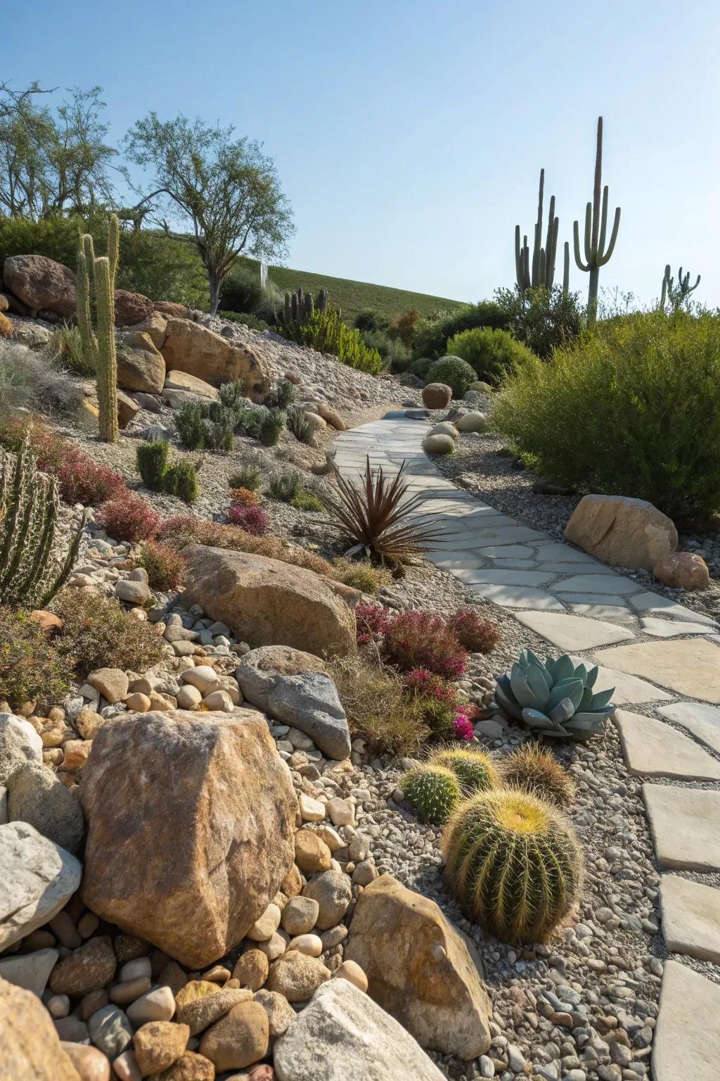 Infuse your garden with character via a boulder patch enhanced by stone fragments.