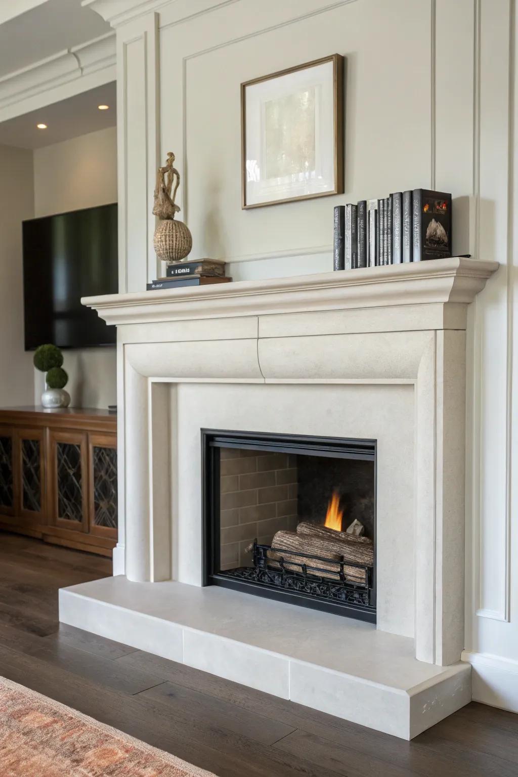 The embodiment of simplicity through a minimalist mantel.