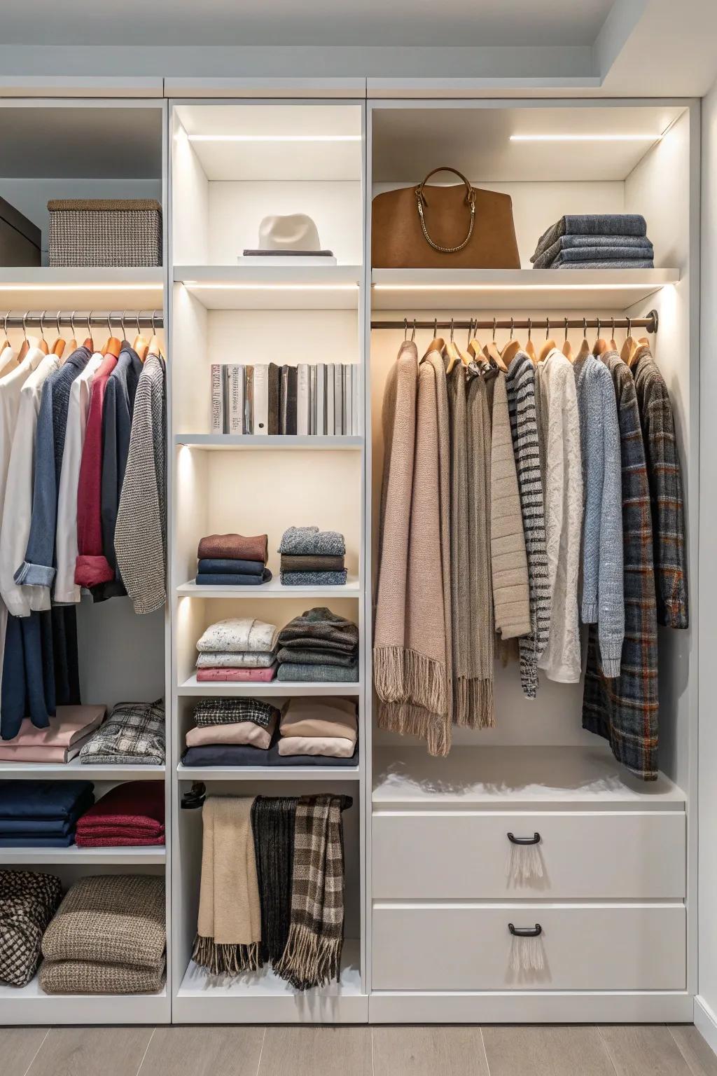 Selecting an outfit becomes pure joy with open shelves.