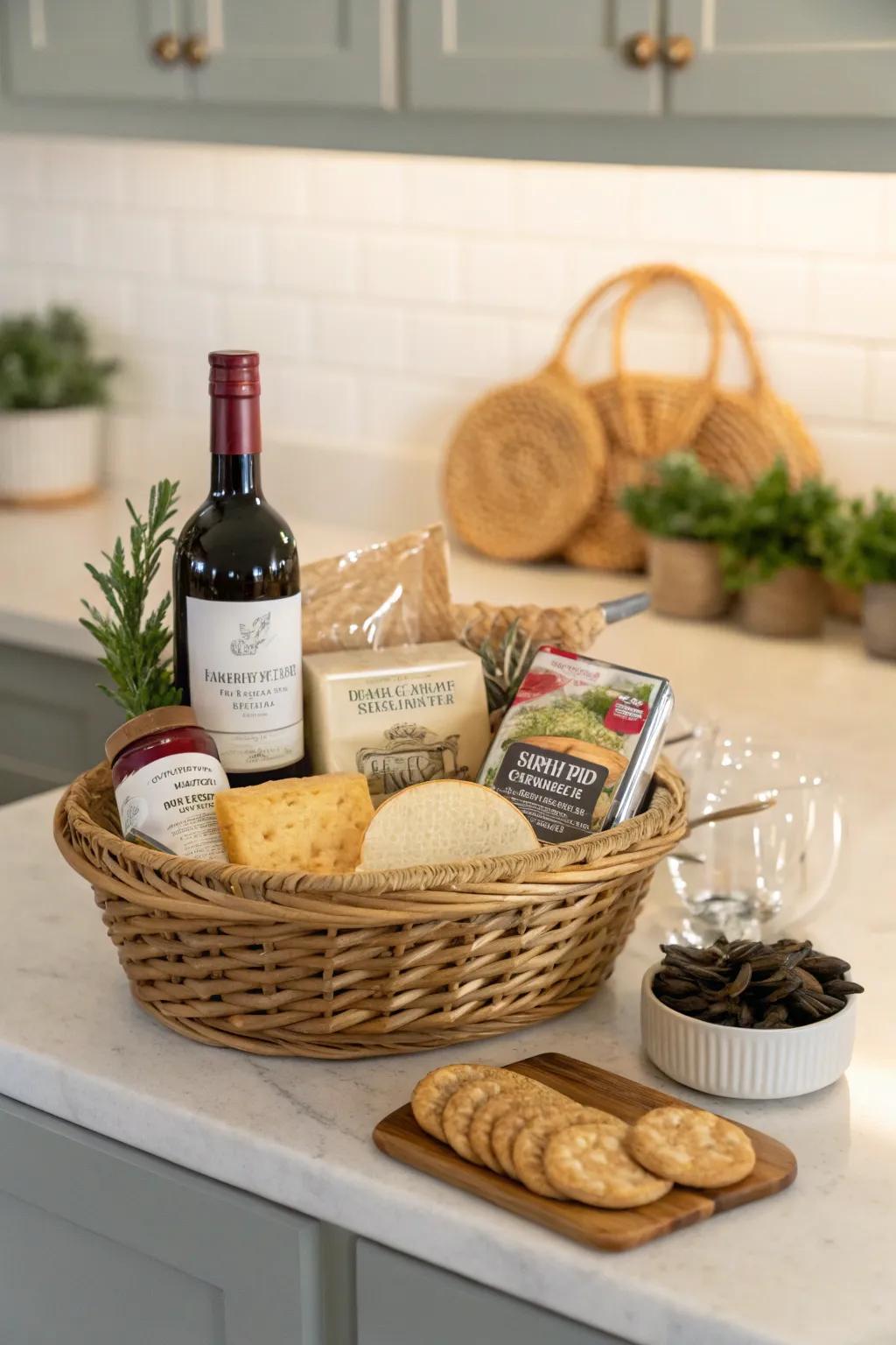 A gourmet delight gift basket, made for those who adore culinary pleasures.