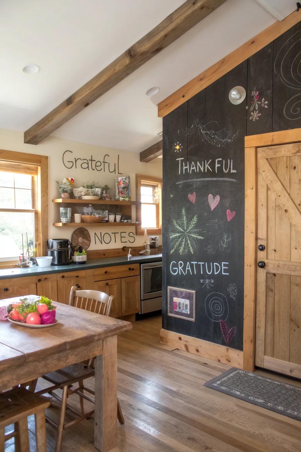 A writing board awash with messages of gratitude.