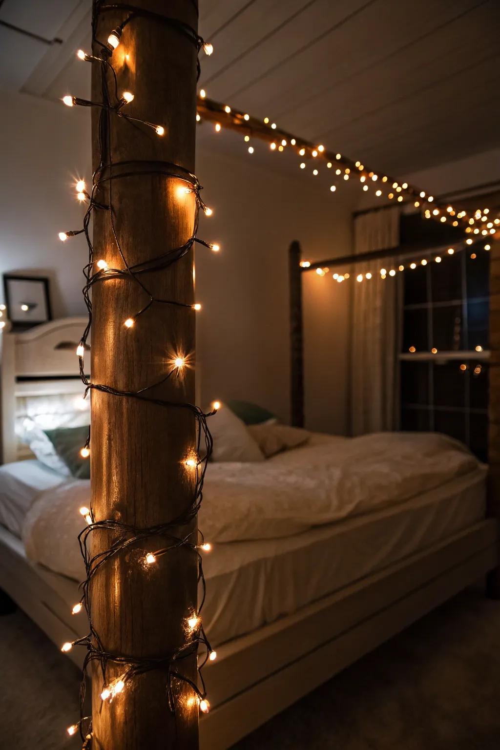 Fairy lights emit an enchanting glow ideal for Halloween evenings.