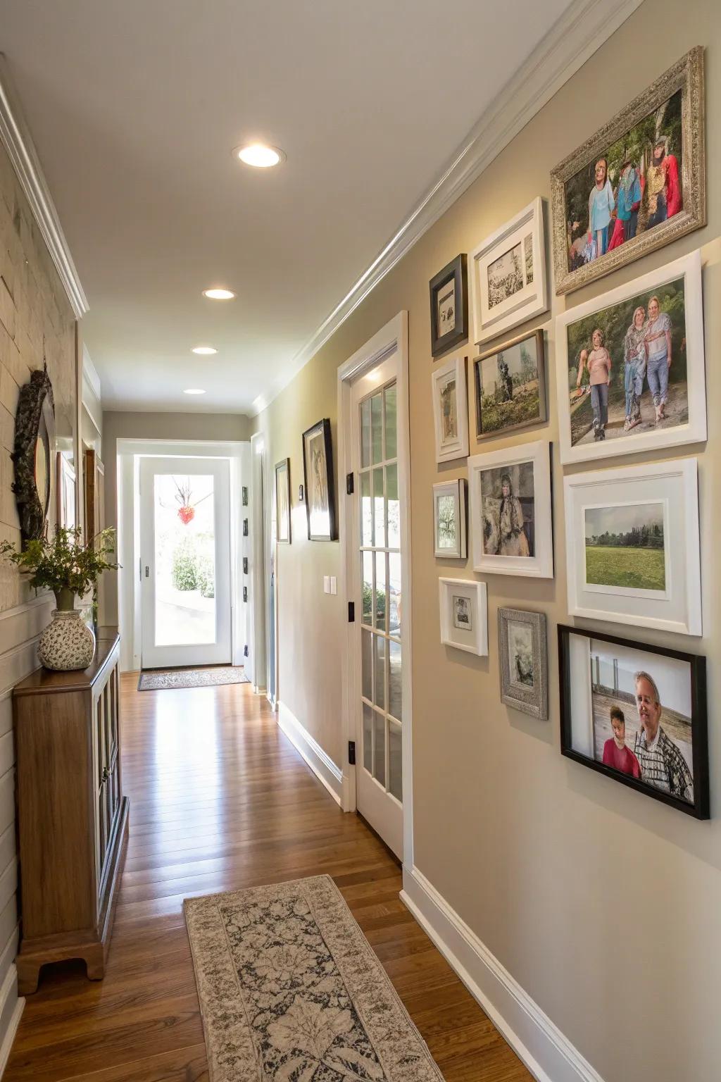 A gallery wall can transform your hallway into a personal art exhibit.