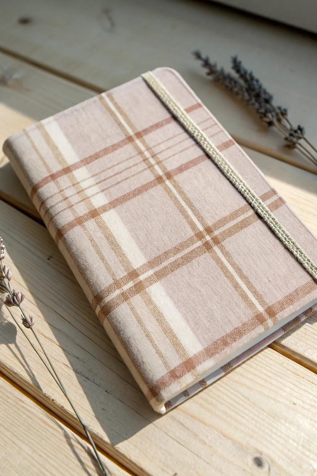 Elevate your journal into a treasured keepsake with a bespoke flannel textile-bound cover. Embrace the simplicity and warmth with a touch of individuality.