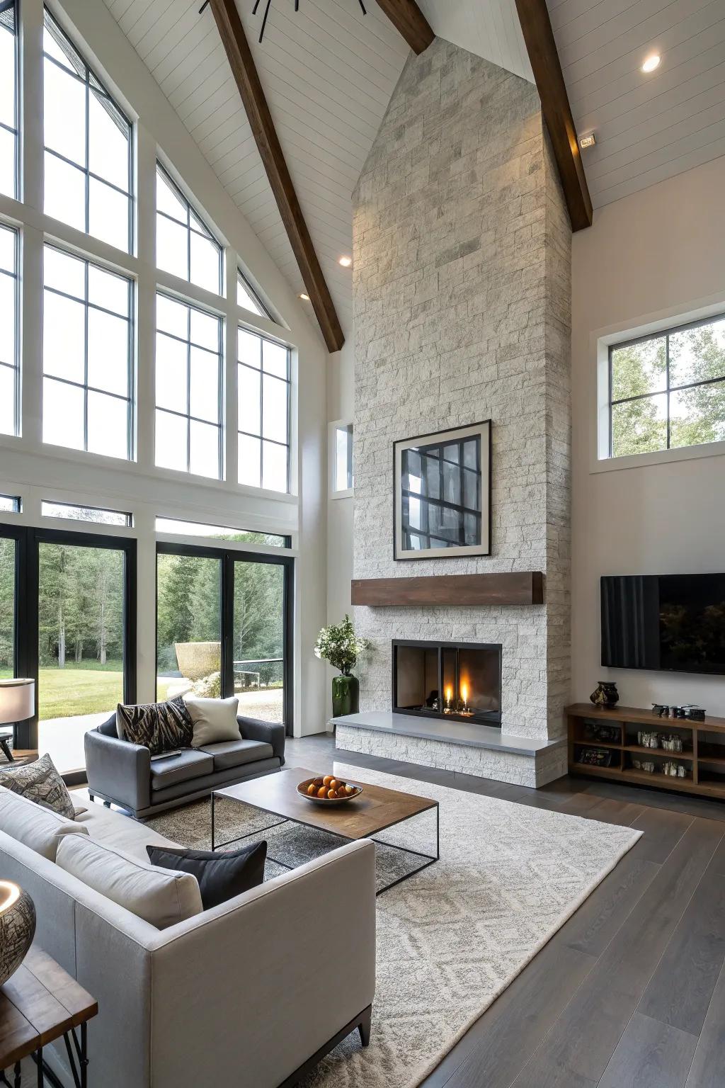 Allow your fireplace to dominate as the focal point with a daring, contemporary aesthetic.