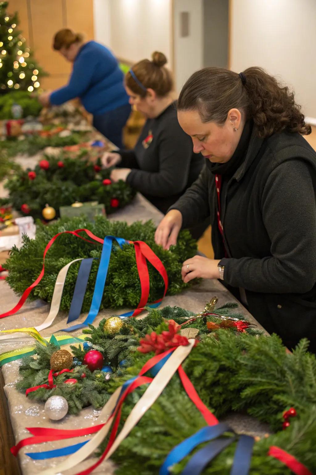 Let your creativity shine with your friends during a wreath-making session.