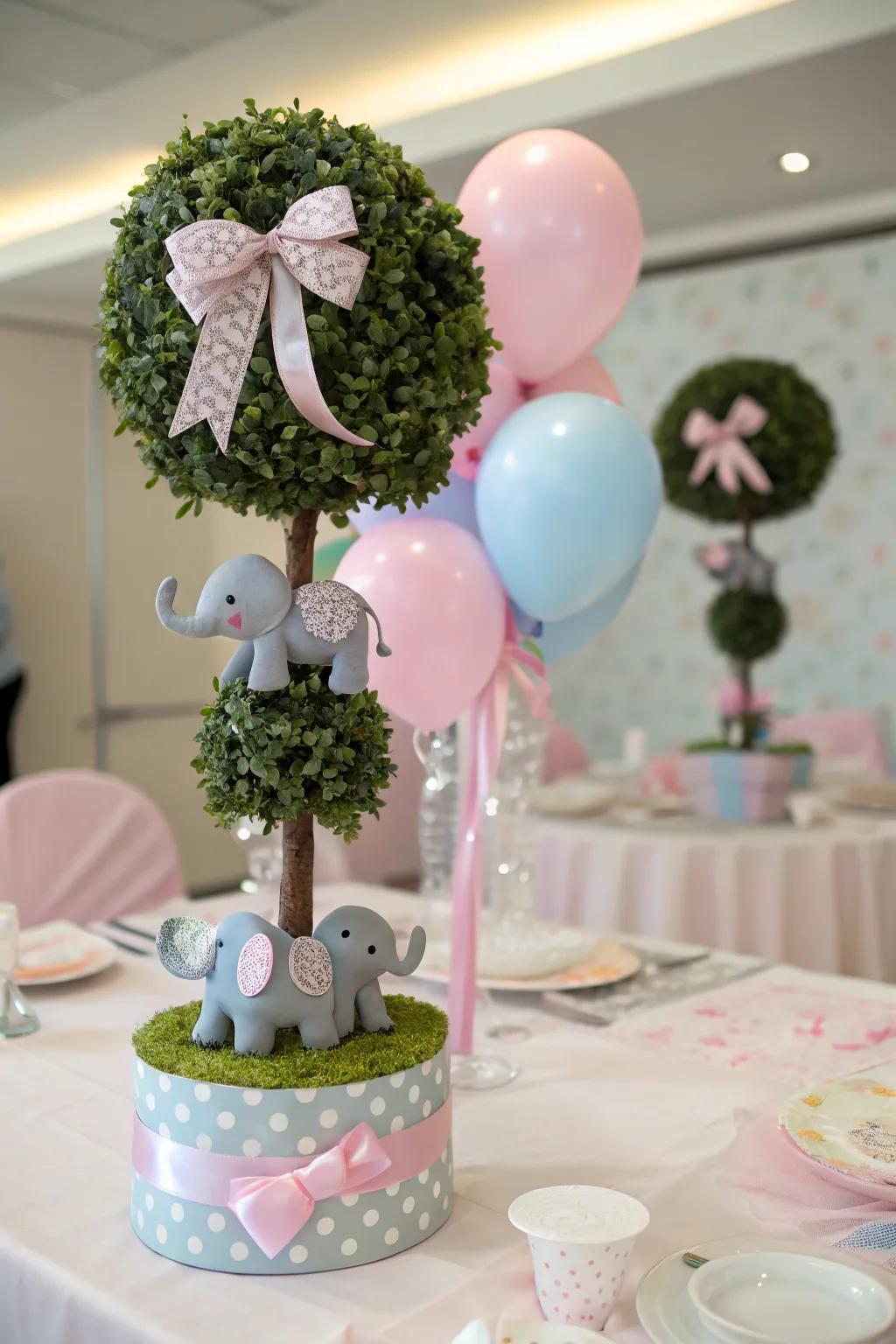 A captivating elephant-themed miniature tree showpiece.