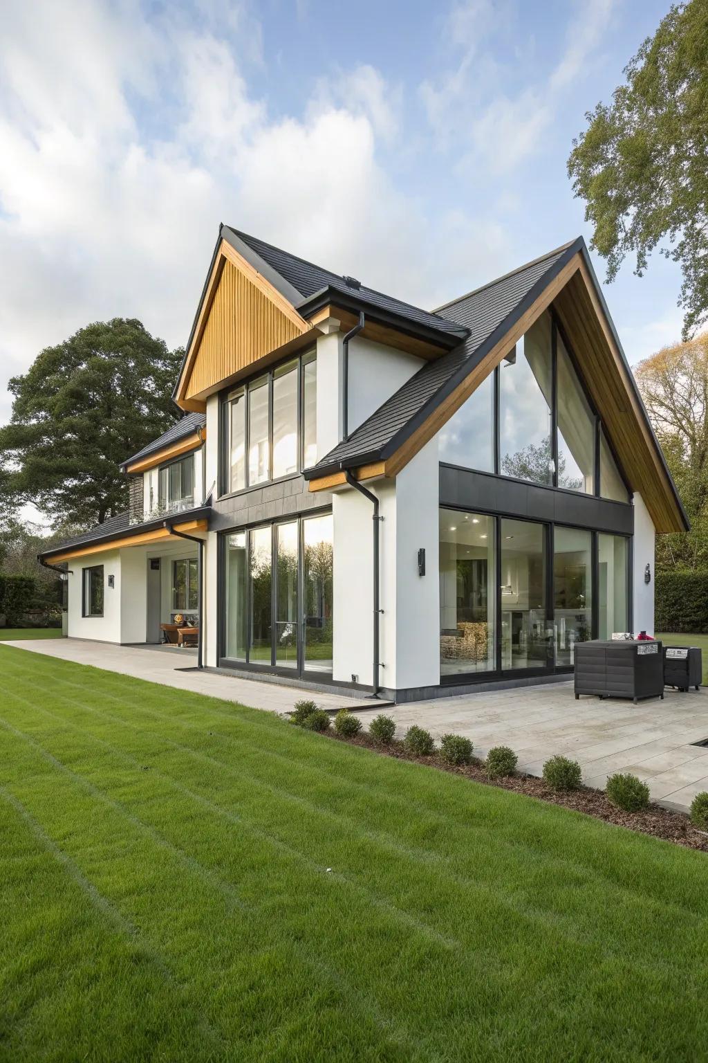 Boldly contrasting trim brings vibrancy to this modern dwelling.