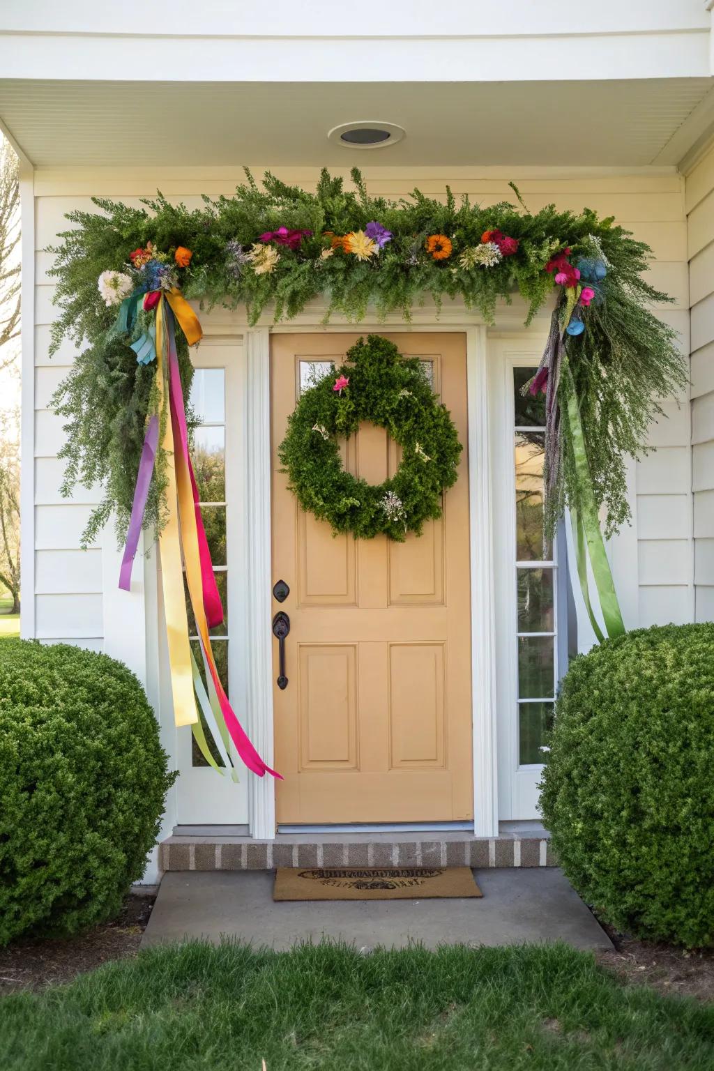 An inviting entryway featuring a decorative wreath sets a welcoming tone for your home.