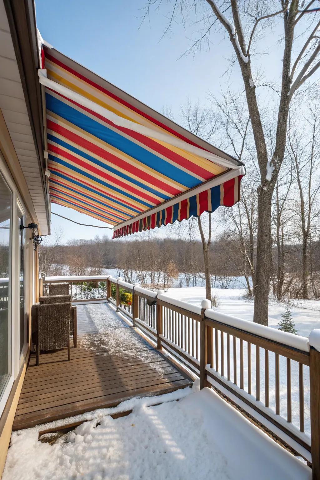 Flexible shades provide adjustable security for your deck in winter.