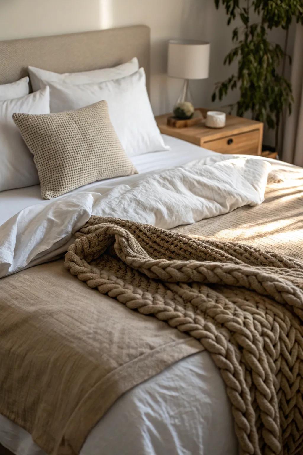 The interplay of different textures enriches the tactile feel of your bed.
