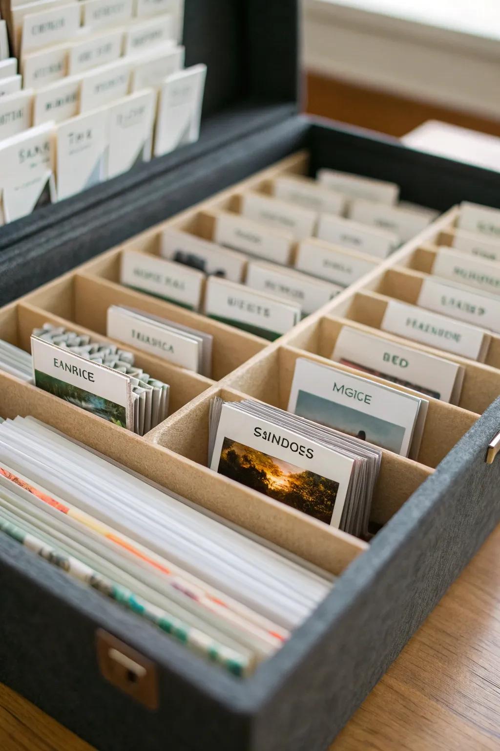 Keep your memories organized with labeled dividers.