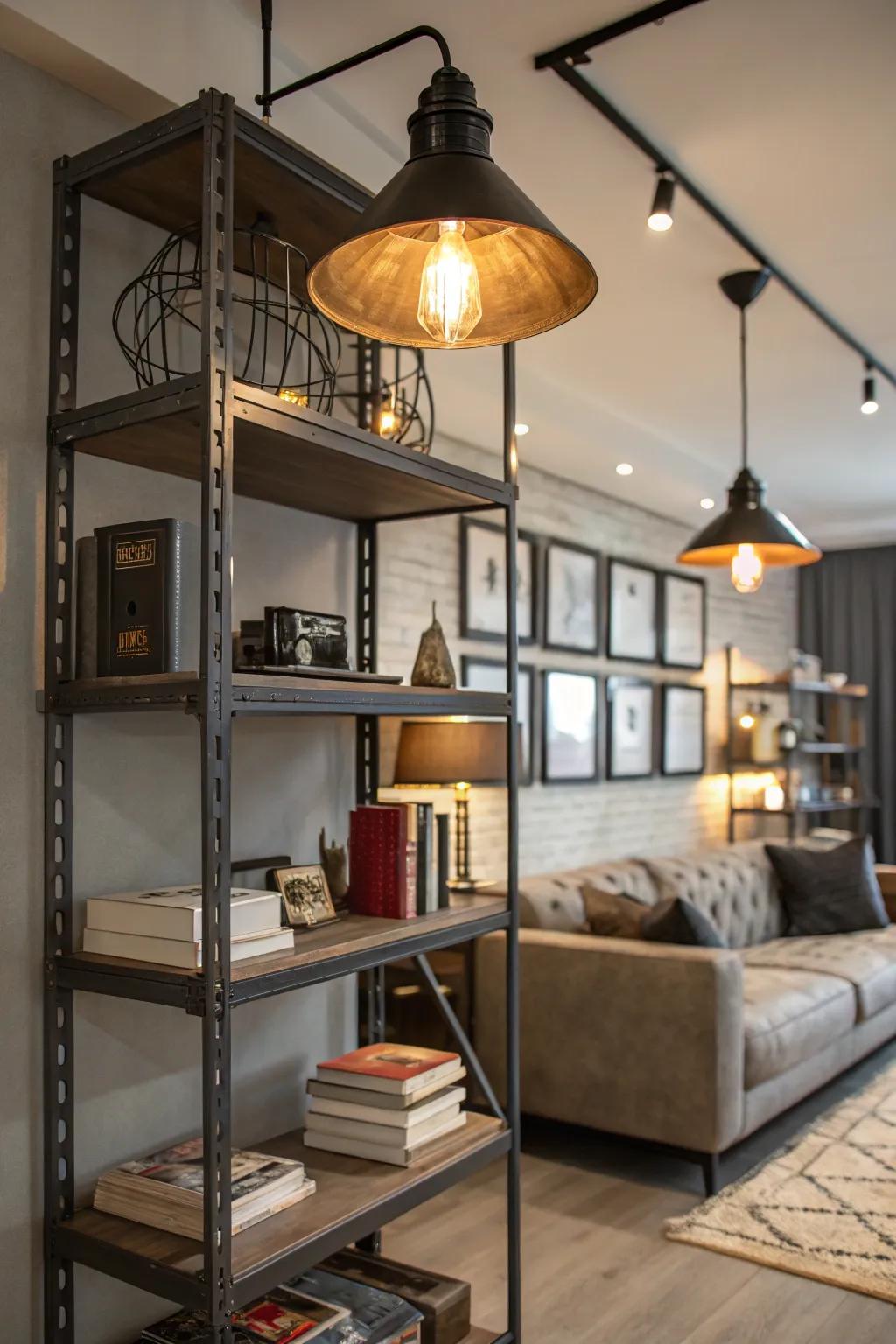 Metallic accents give your industrial space a bold and modern edge.
