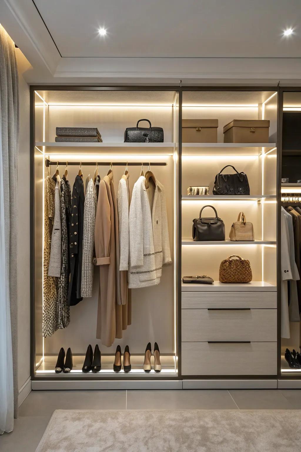 Enhance your closet with integrated LED lighting.