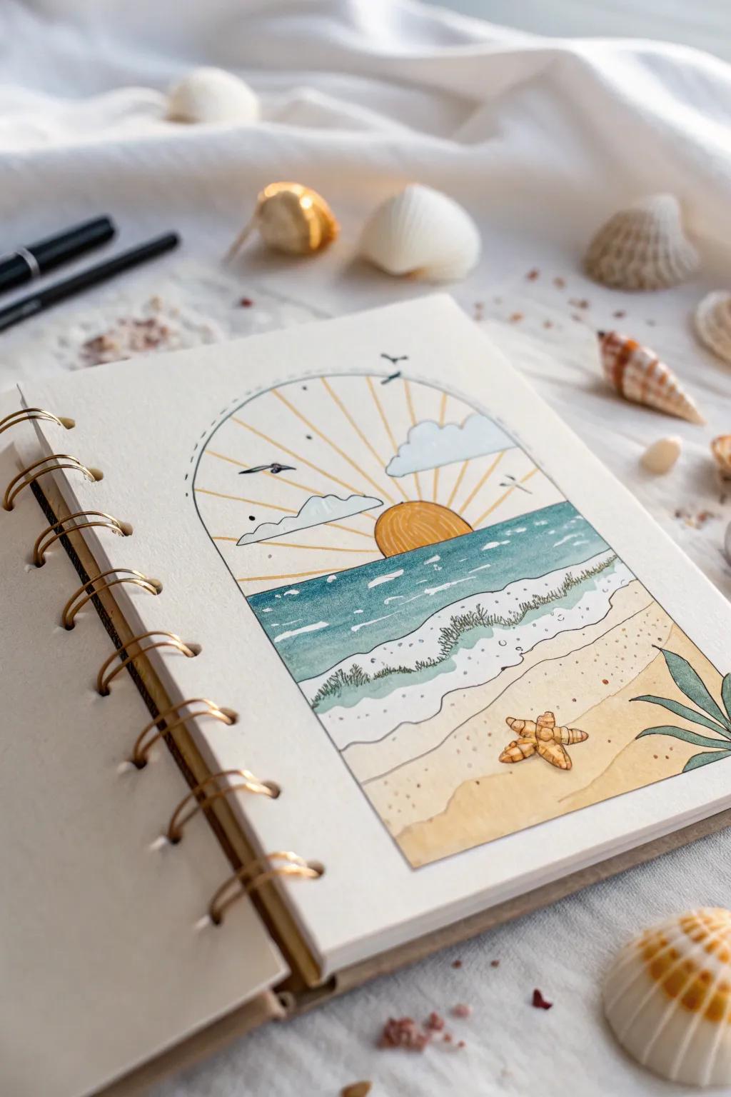 With this minimalist cover design, you may embrace peaceful beach feelings in your journal.