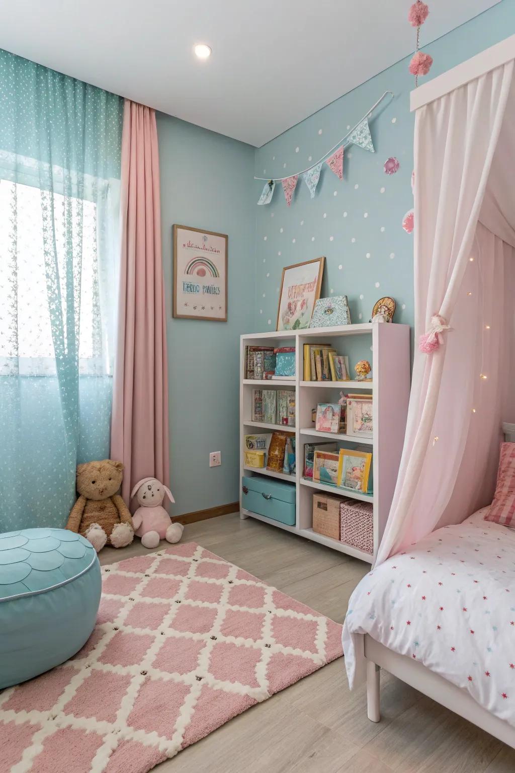 Calming soft tones foster a serene and tranquil atmosphere.