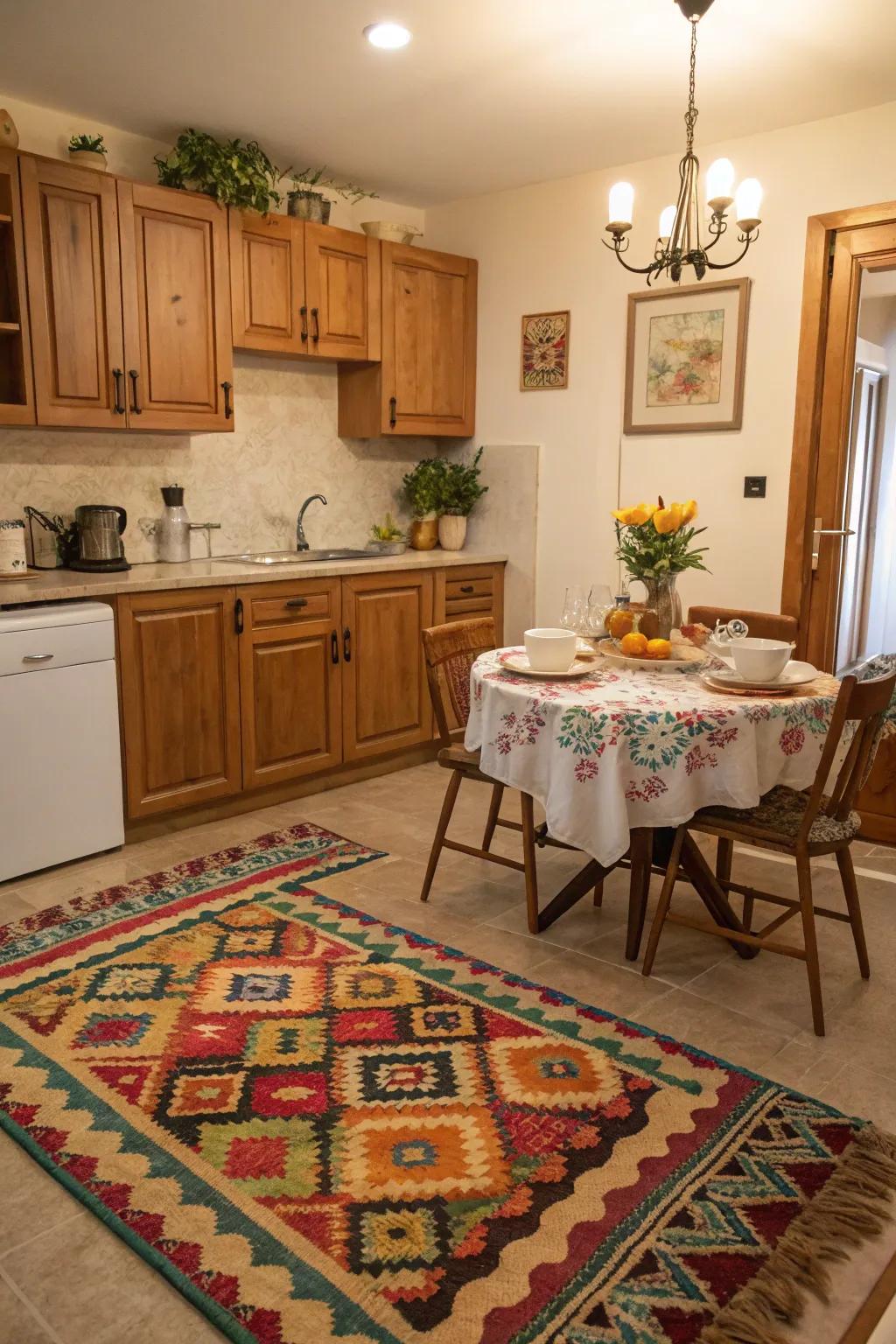 A thoughtfully selected rug can completely alter the feel of your kitchen.