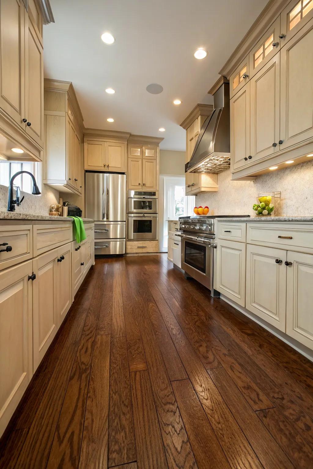 Hardwood imbues a sense of traditional grace.