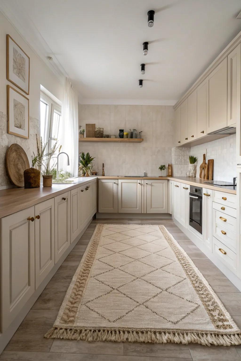 Understated rugs bring lasting beauty and serenity to any kitchen.