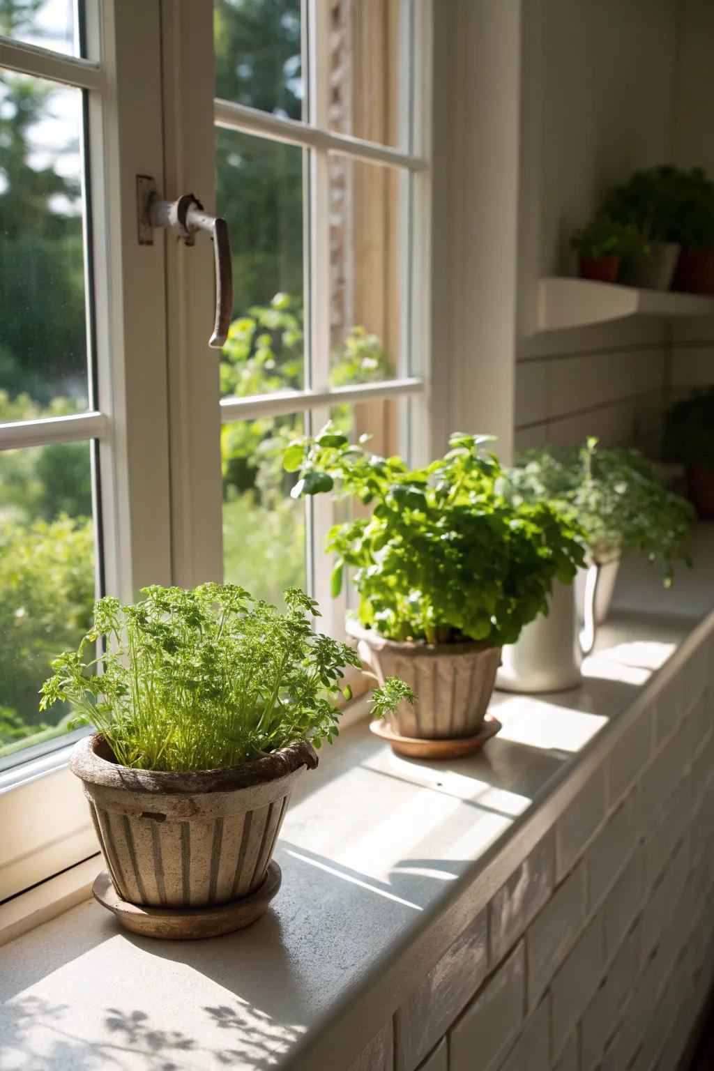 Transform your windowsill into a flourishing herb cultivation site.